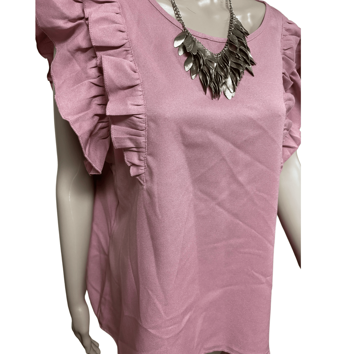 Shein Curve Pink Blouse with Ribbon Sleeves (Size 1XL)