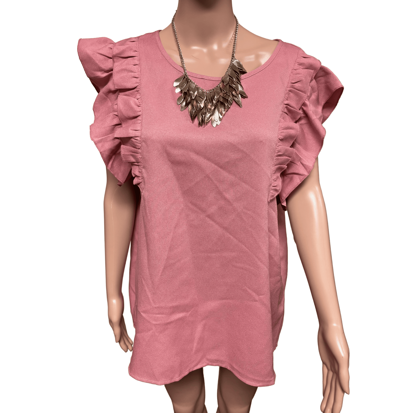 Shein Curve Pink Blouse with Ribbon Sleeves (Size 1XL)