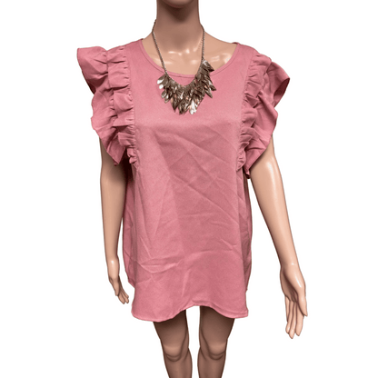 Shein Curve Pink Blouse with Ribbon Sleeves (Size 1XL)