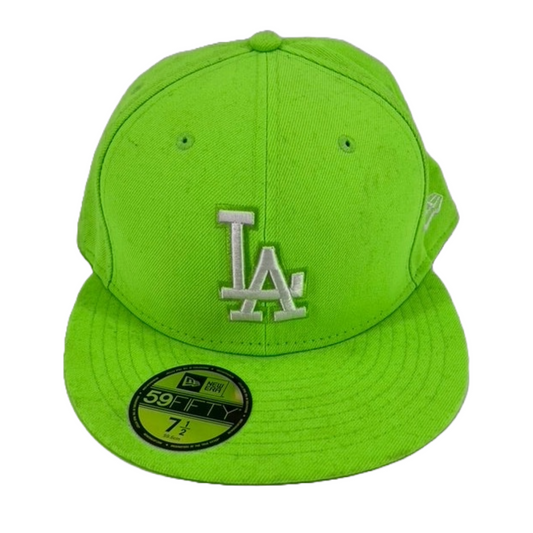 LA Dodgers New Era Neon Green Logo 59FIFTY Fitted Hat + Additional $5 OFF