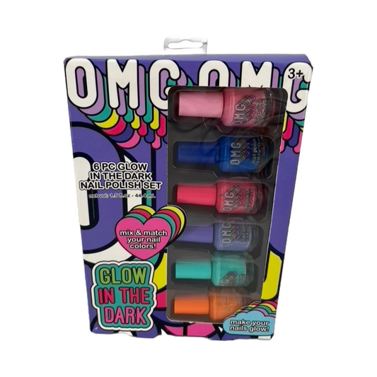 OMG Glow-In-The-Dark Nail Polish Set, 6 Colors | Mix & Match Colors