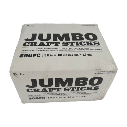 Darice Jumbo Assorted Colors Craft Sticks 5.8” x 0.68", 500 Pieces