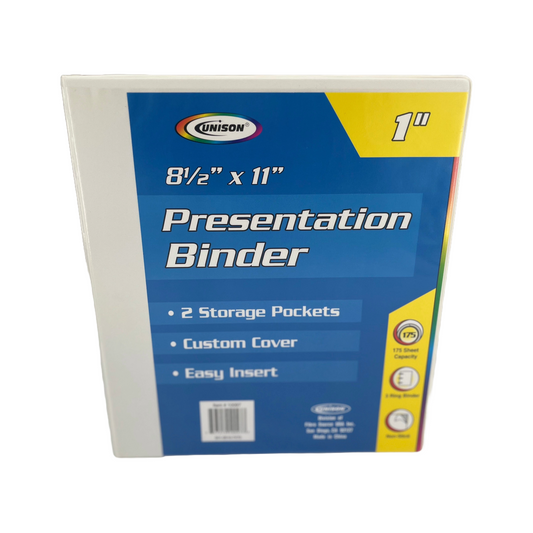 Presentation 3 Ring 1" Binder (8 1/2 x 11) - White