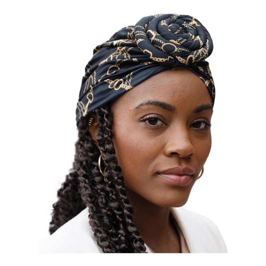 Olivia Sylx Pre-Tied Turban Knotted Headwrap Chains