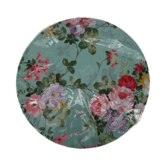 Round Mouse Pad (Aqua with Flowers) for computers