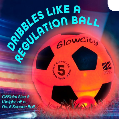 GlowCity Glow-in-the-Dark  Indoor/Outdoor Soccer Ball with Dual LED Lights (Size 5)