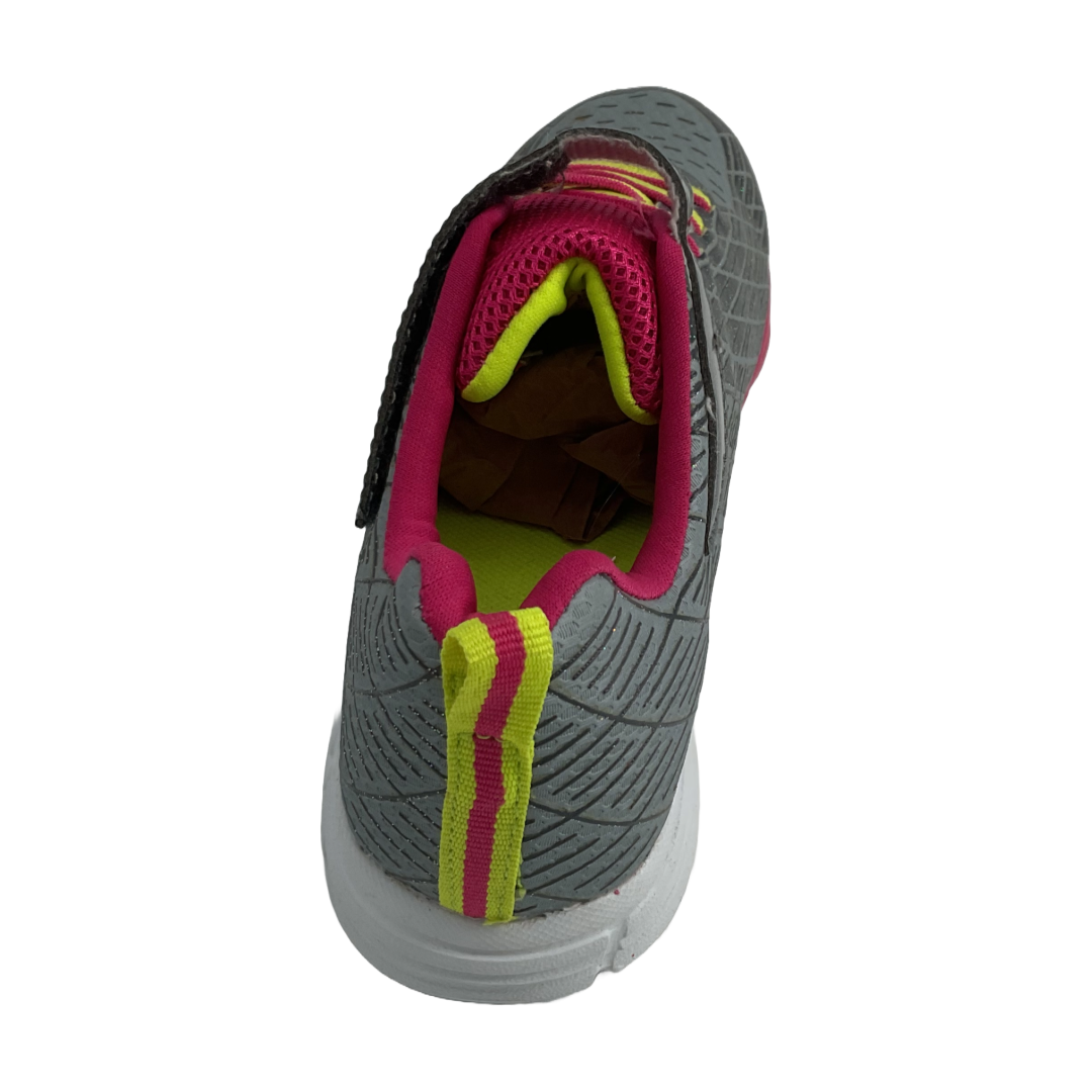 Athletech Girls Tennis Shoes Sneakers Velcro Pink Green Silver (Size 3)