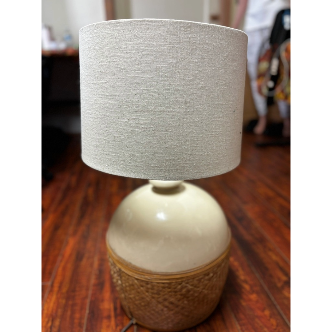 White Lamp with Boho Detail and White Top