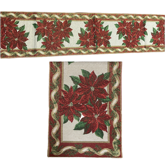 Christmas Poinsettias Table Runner (68")