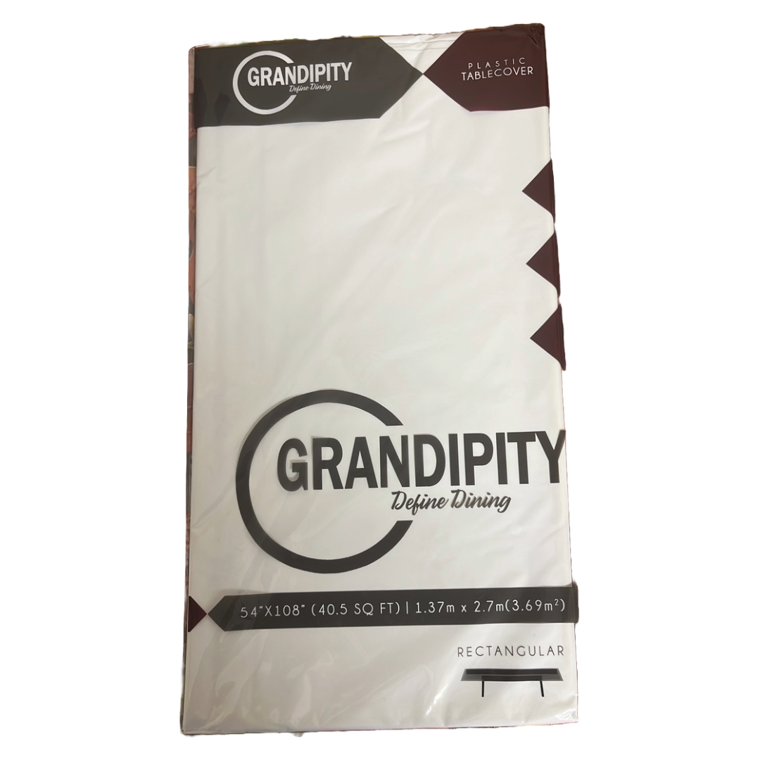 Grandipity White Disposable Plastic Tablecloths (6 Pack), 54" x 108" for Rectangle Tables - Premium Quality, Fits 6ft to 8ft Rectangle Tables