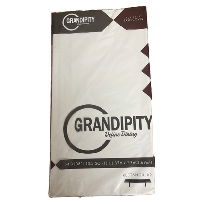 Grandipity White Disposable Plastic Tablecloths (6 Pack), 54" x 108" for Rectangle Tables - Premium Quality, Fits 6ft to 8ft Rectangle Tables