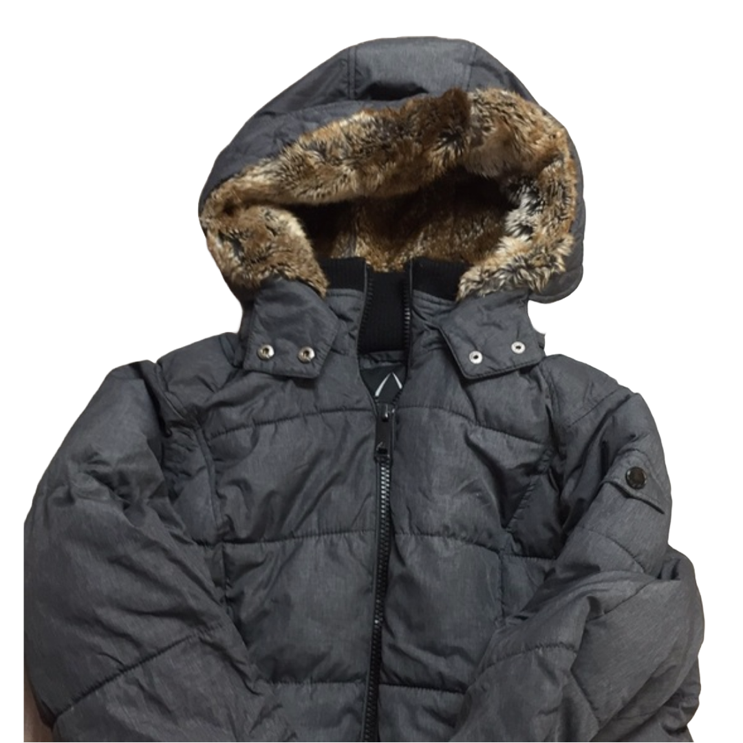 HFX Women's 3/4 Puffer with Full Faux Fur Hood Jacket (Small)