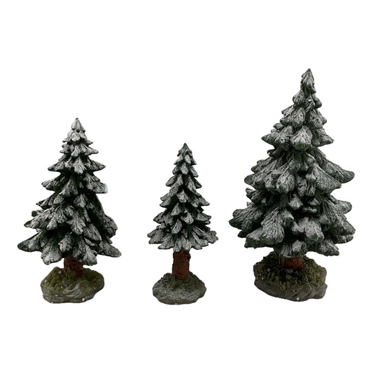 Dept 56 "Snowy Scotch Pines" Set of 3 Trees Village Accessories #52615 (5", 6" y 7")