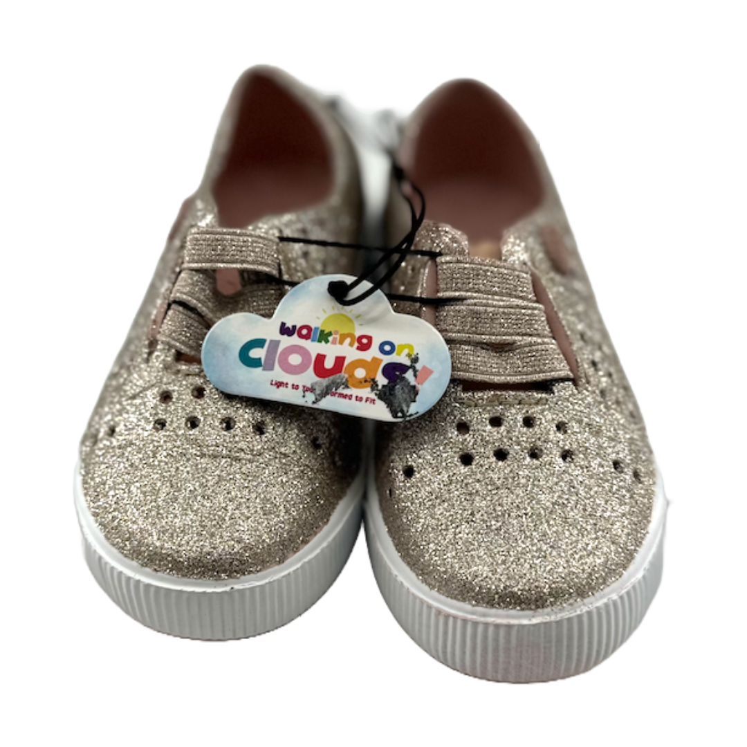 Walking on Clouds Velcro Rose Gold glitter Shoes (size 9)