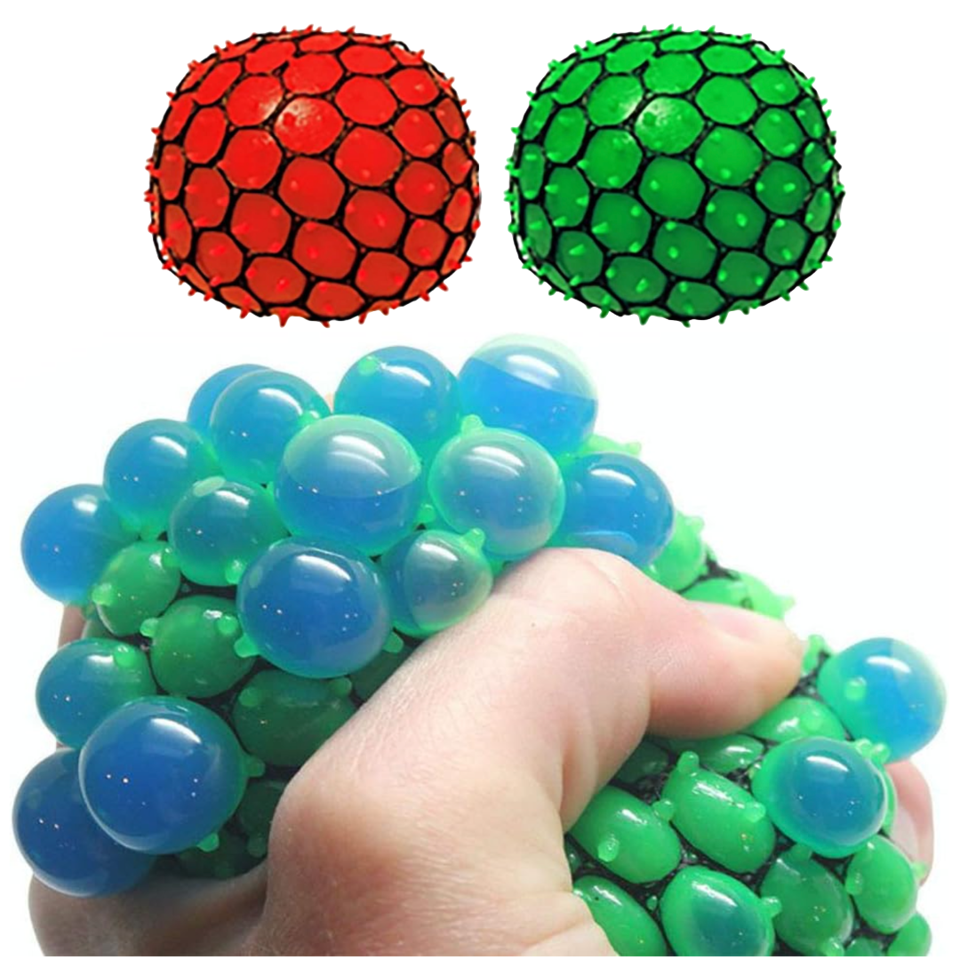 Bubble Squishy Fidget 3" Balls with Web Netting - Changing Blobs ( Set of 4)