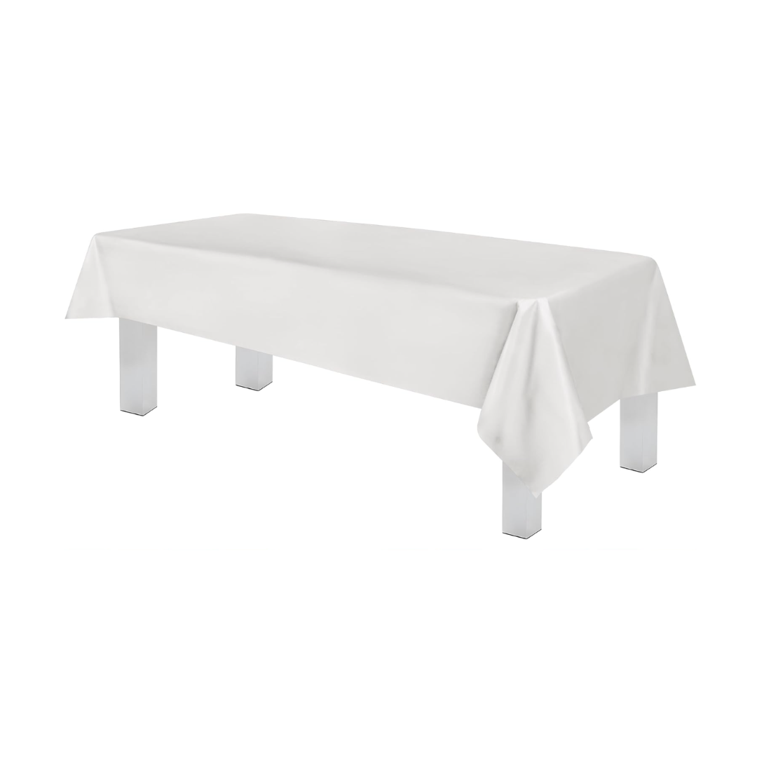 Grandipity White Disposable Plastic Tablecloths (6 Pack), 54" x 108" for Rectangle Tables - Premium Quality, Fits 6ft to 8ft Rectangle Tables