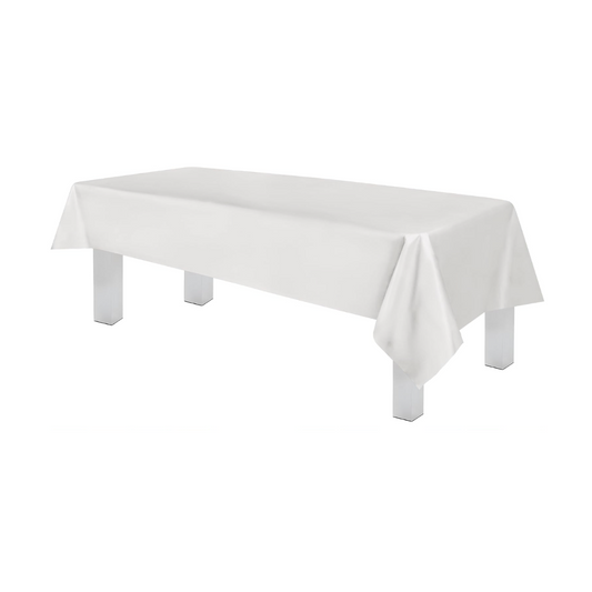 Grandipity White Disposable Plastic Tablecloths (6 Pack), 54" x 108" for Rectangle Tables - Premium Quality, Fits 6ft to 8ft Rectangle Tables