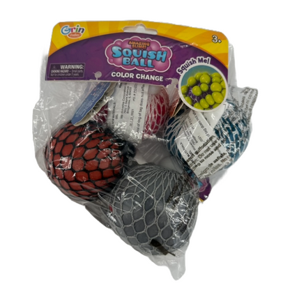 Bubble Squishy Fidget 3" Balls with Web Netting - Changing Blobs ( Set of 4)