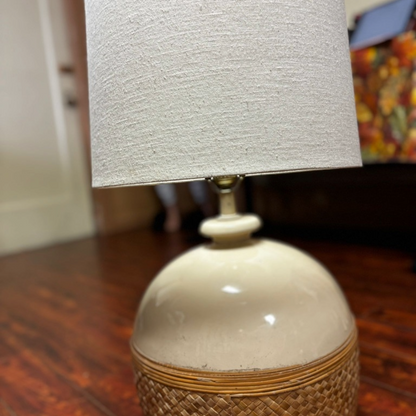 White Lamp with Boho Detail and White Top