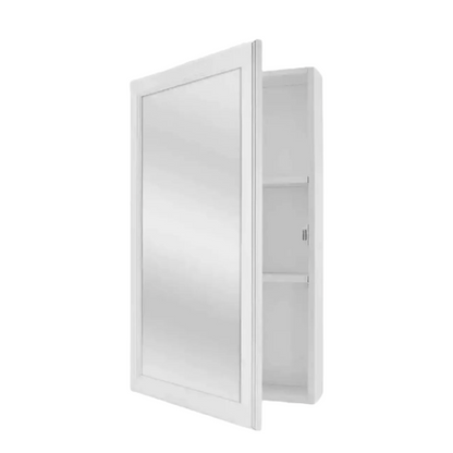 Glacier Bay Modern Bathroom White Medicine Mirror Cabinet Framed Surface-Mount (15")