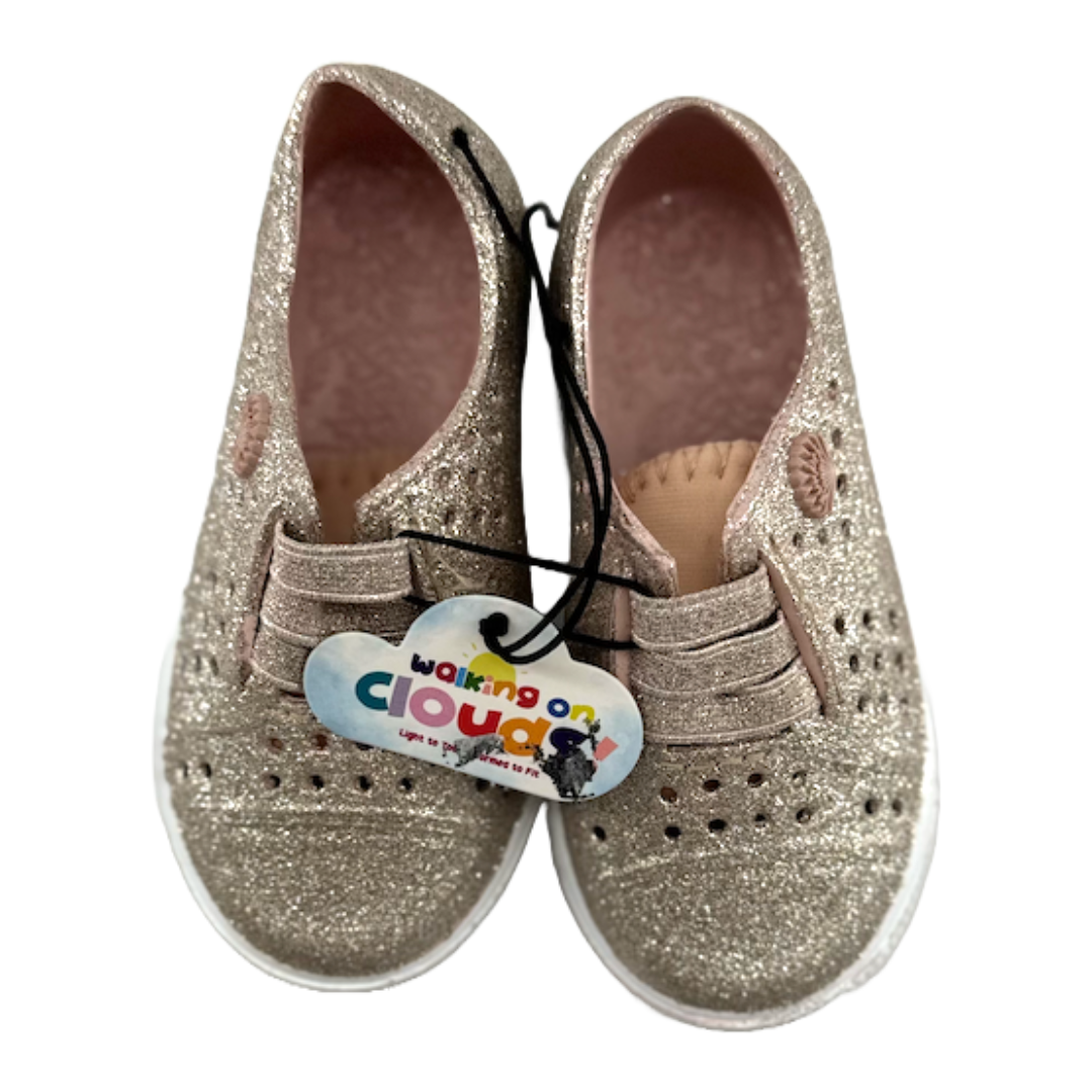 Walking on Clouds Velcro Rose Gold glitter Shoes (size 9)