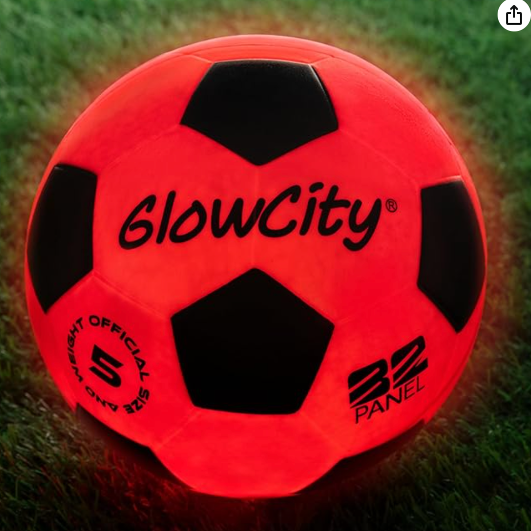 GlowCity Glow-in-the-Dark  Indoor/Outdoor Soccer Ball with Dual LED Lights (Size 5)