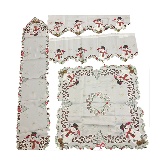 Christmas Décor Table Cover, Curtains, and Liner (4 Pice )