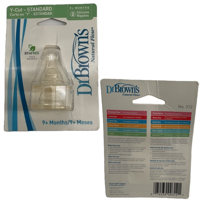 Dr. Brown's Natural Flow Level 4 Baby Bottle Silicone Nipple, 9 months+, 100% Silicone, 2 Pack