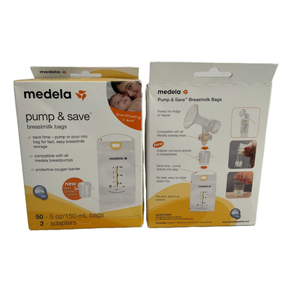 Medela Sacaleches Manual Harmony para recién nacidos y Bolsas para Leche Materna Pump &amp; Save 100 unidades con 4 adaptadores