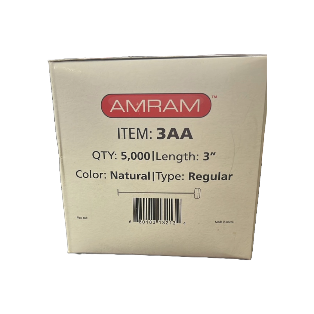 Amram 3" Natural Standard Attachments-5,000pcs, 50/Clip