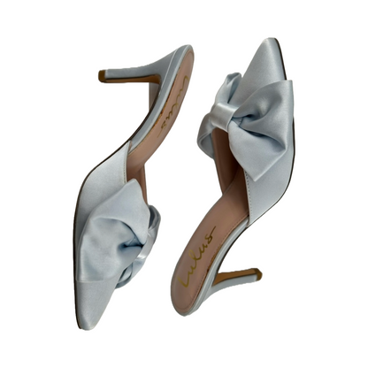 Lyle Light Blue Satin Pointed-Toe Mules (Size 6)