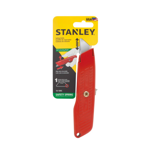 Stanley 5 7/8" Steel Self-Retracting Safety Utility Knife with 1 Round-Point Blade