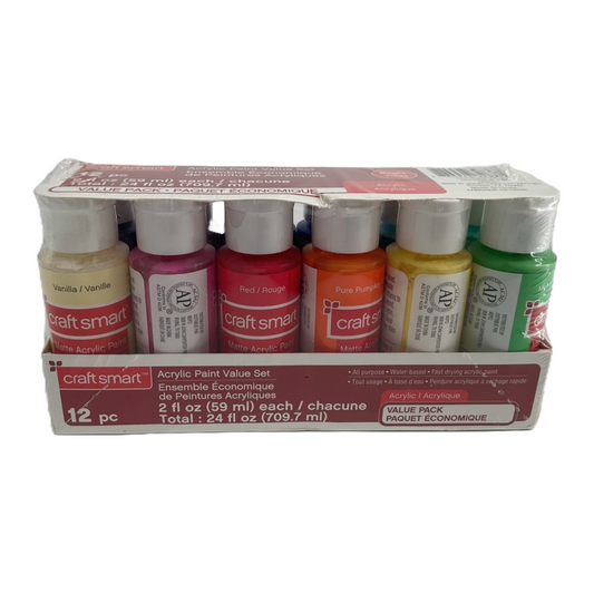 Craftsmart 12 piece Acrylic Paint Value Set (59 ml each)