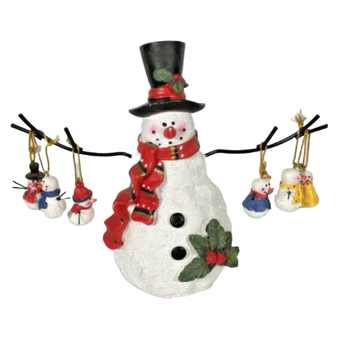 Figura de muñeco de nieve con adornos Cherrydale Christmas 8" Decoración de invierno