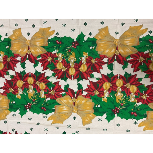 Christmas Poinsettia and Candles Red Table Cloth (73x60 inches)