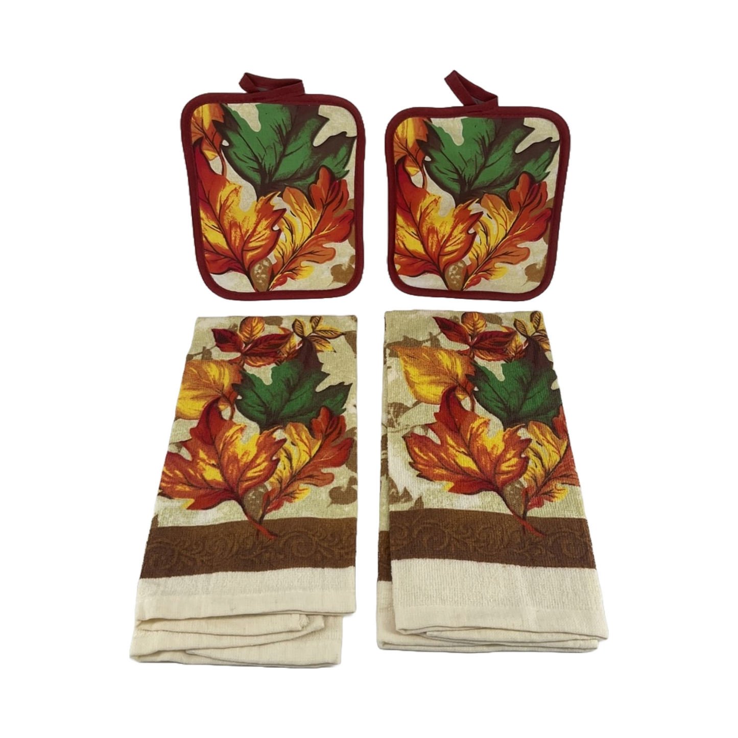 Fall Hanging Kitchen Towels and Pot Holders - 4 piece