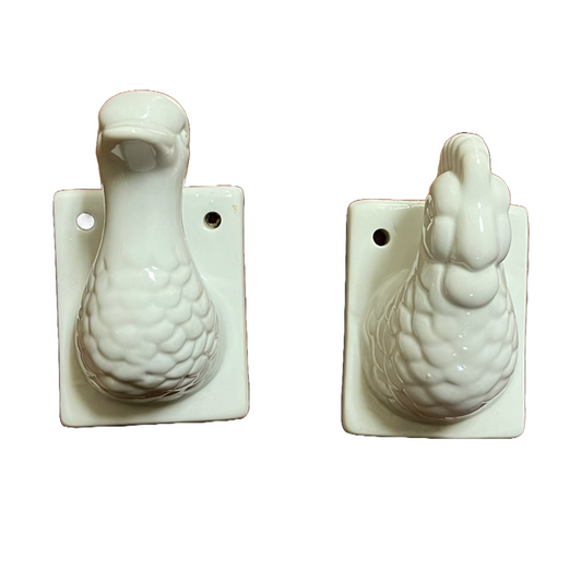 Ceramic Ruster and Duck Towel Hangers for Restroom or Kitchen