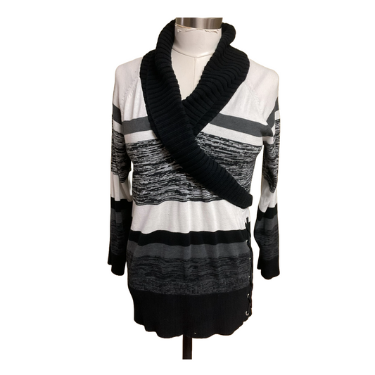 Style & Co. Black/Gray/White Sweater for Women (1XL)