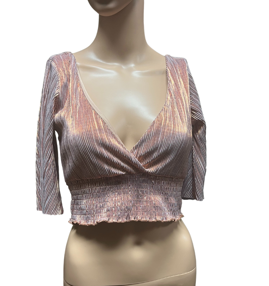 Forever 21 Metallic Peach Party Blouse (Size Small)