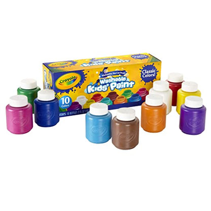 Pintura de acuarela lavable para niños Crayola, 10 colores clásicos (2 onzas líquidas cada uno)