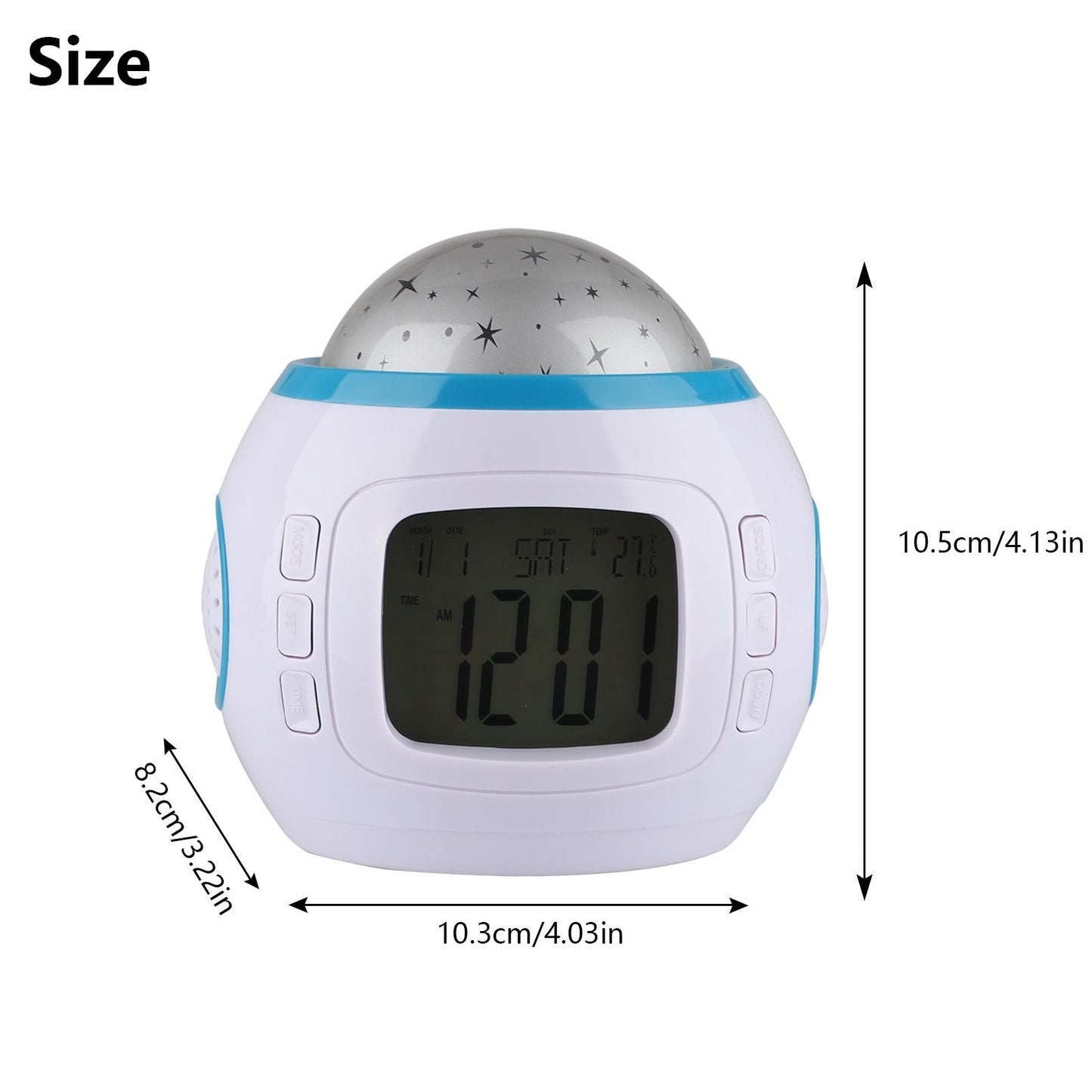 Alarm Clock Projector, Sleep Clock, Starry Sky Night Light Star Projection Clock, Music Digital Alarm Clock with LED Backlight Calendar Thermometer for Kids Baby Children Bedroom Party