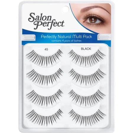 Salon Perfect Perfectly Natural Eye Lashes Multi Pack, 45 Black (Pack of 4)